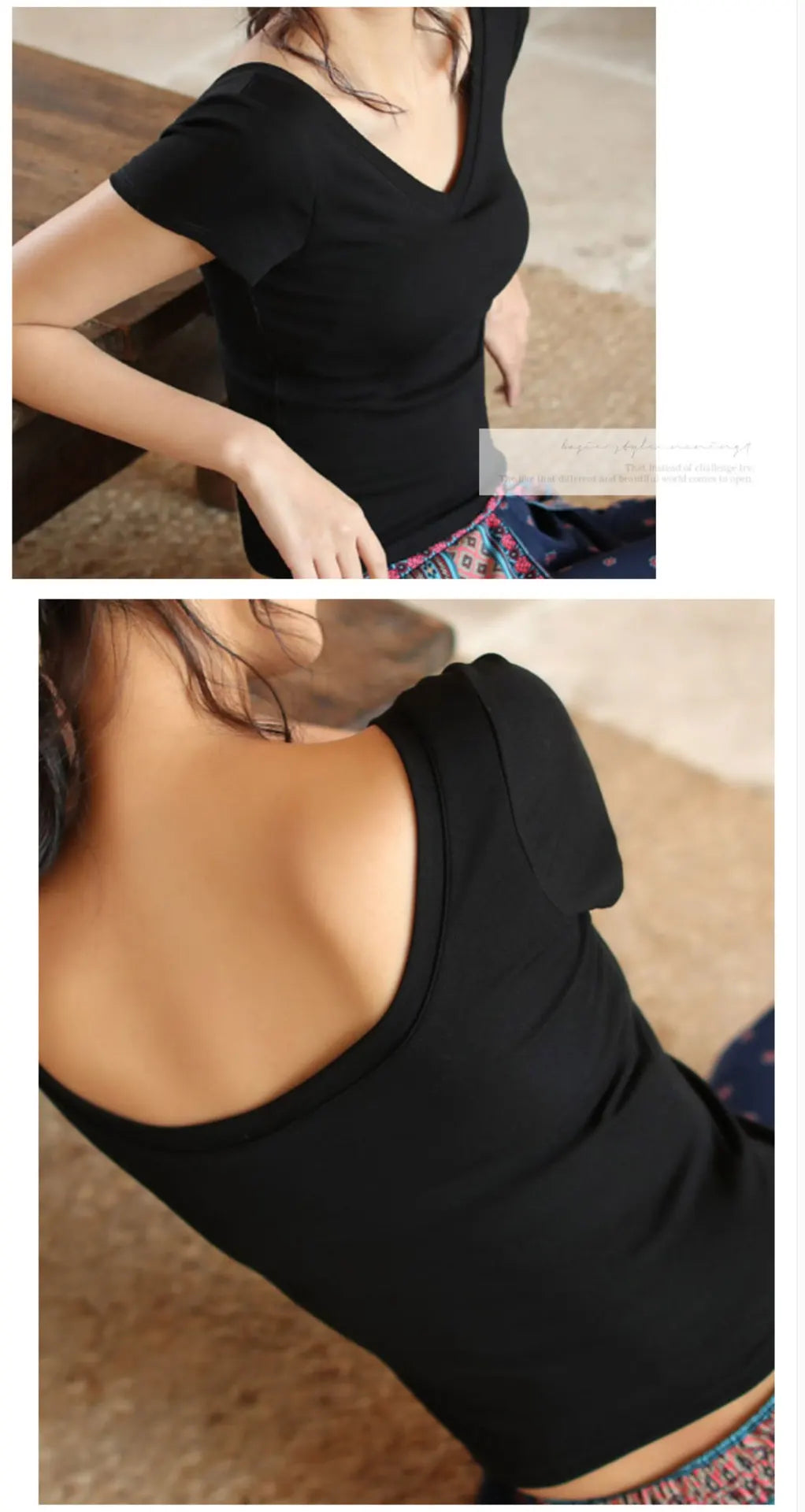 Women's & Teens Cotton Short-Sleeve Padded V-Neck Top