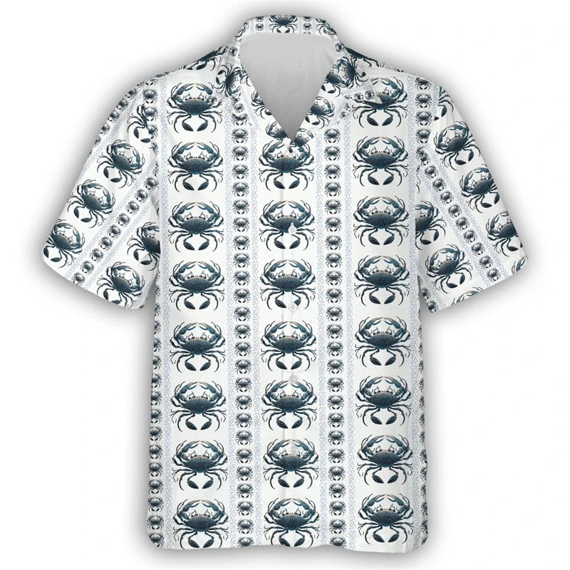 Men’s & Teens’ Coastal Print Button-Up Shirt – Vacation Ready