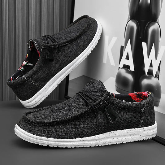 Men’s Canvas Slip – on Loafers – Lightweight Casual Shoes – Beige – 41