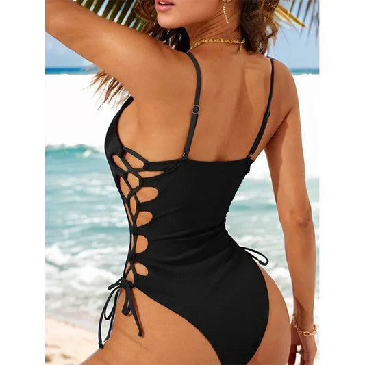 Women’s Cut-Out One-Piece Swimsuit – Adjustable Fit