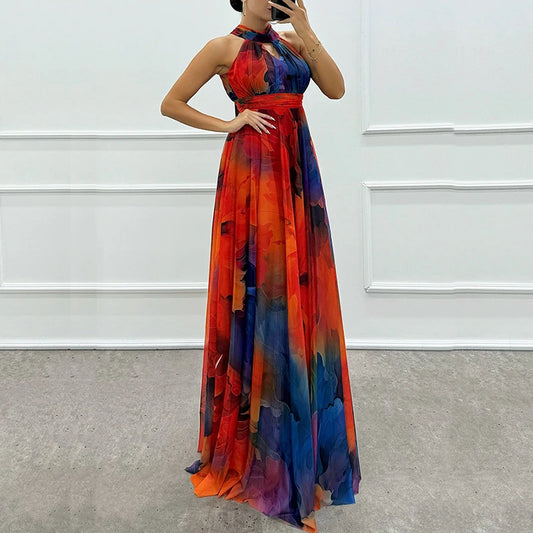 Vintage Boho Halter Maxi Dress