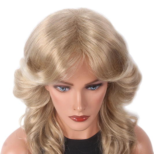 Women’s 70s Feathered Blonde Wig – Farrah Fawcett Style Disco Hair – Dark-blonde – 22inches
