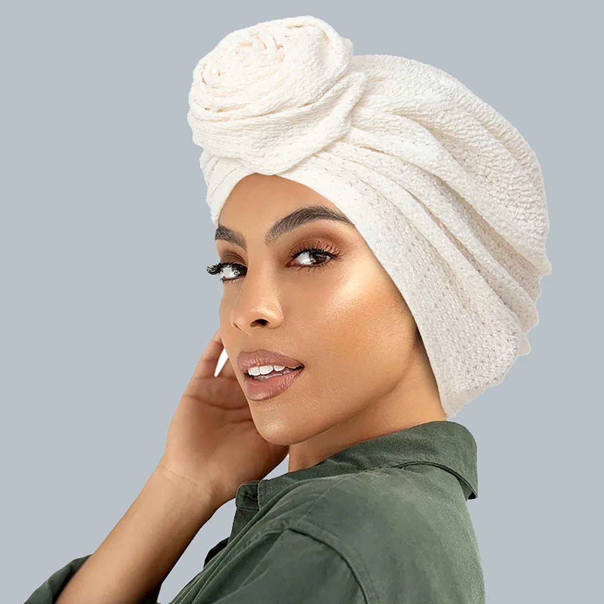 Women’s Soft Stretch Turban Head Wrap – Flower Knot, Slip-On - The Dock Drop