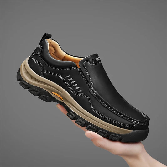 Men’s Hand-Stitched Casual Loafers – Microfiber Upper, Slip-On Comfort