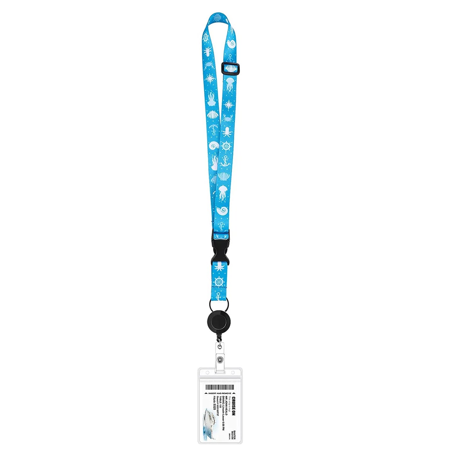 Nautical Print Retractable Cruise Lanyard – Waterproof ID Card Holder