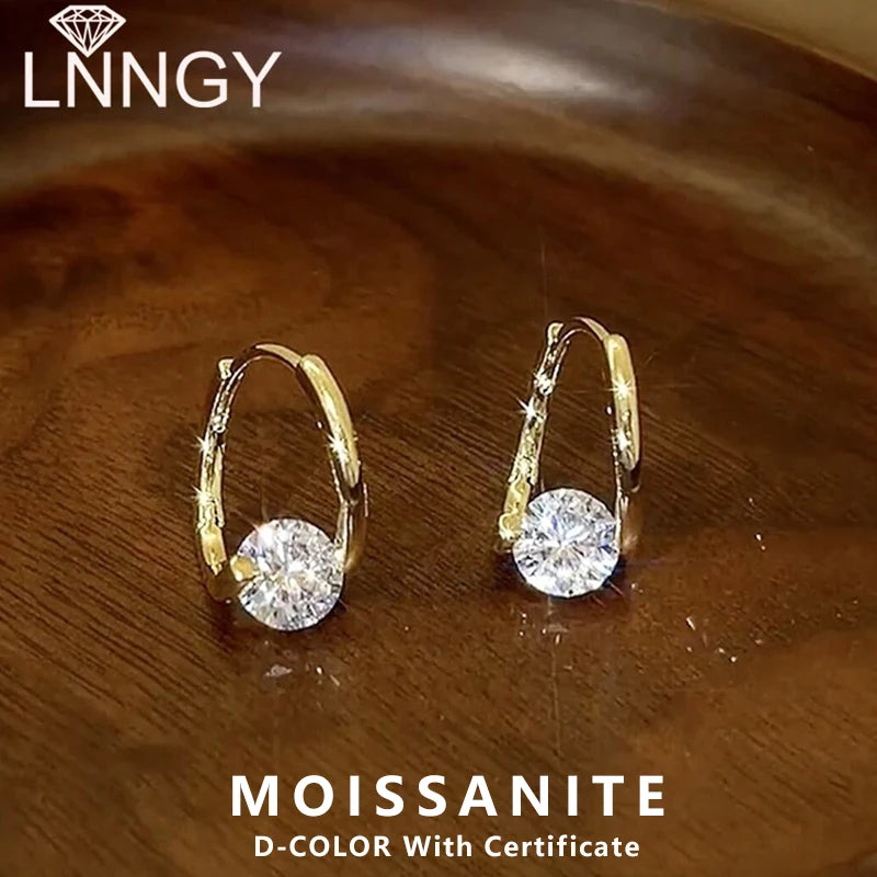 Women’s Sterling Silver Moissanite Hug Hoop Earrings – 6.5mm Stone