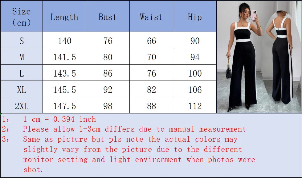 Women’s Contrast-Trim Jumpsuit – Square Neck, Wide Leg