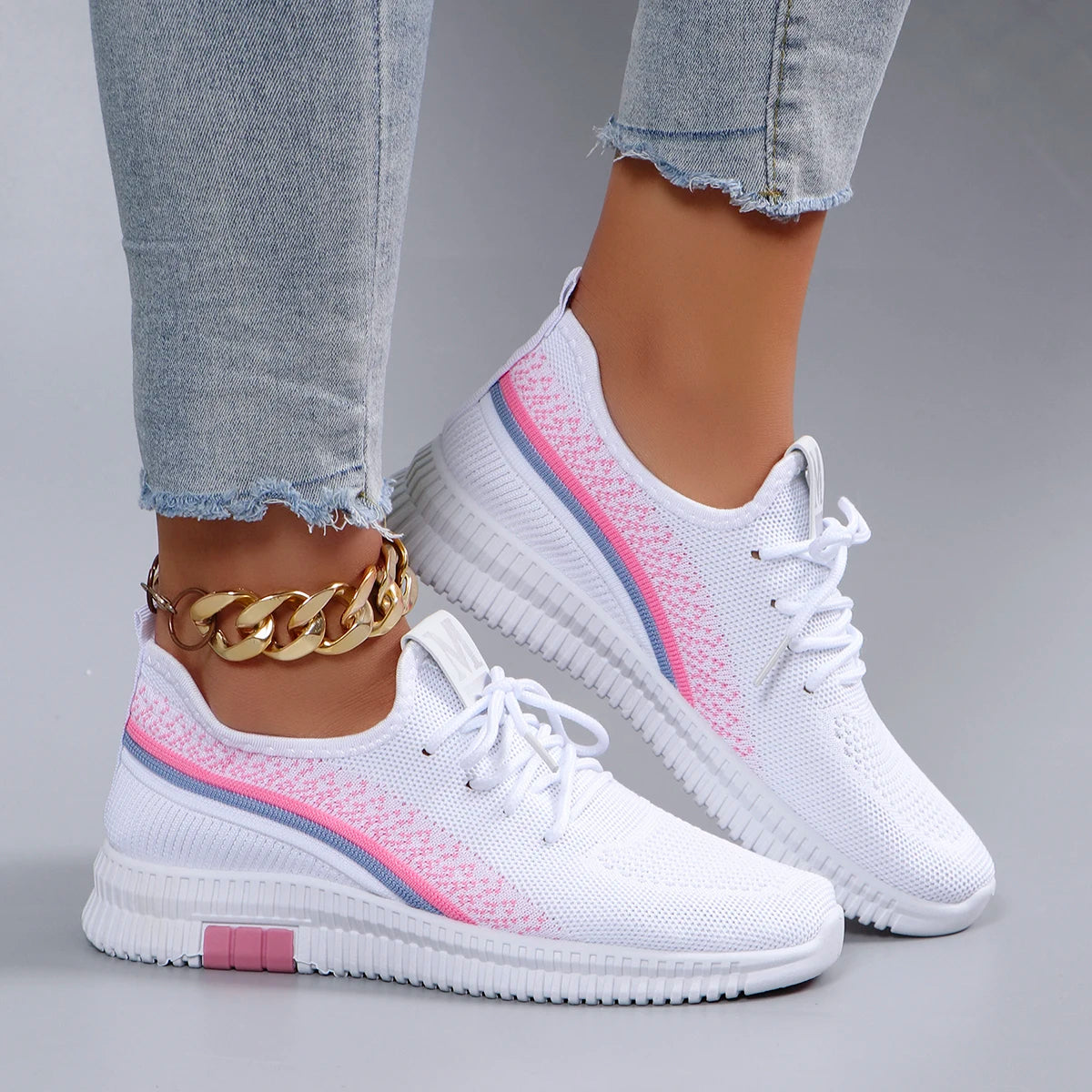 Women’s Mesh Breathable Lace-Up Sneakers — Lightweight, Cushioned & Everyday Ready