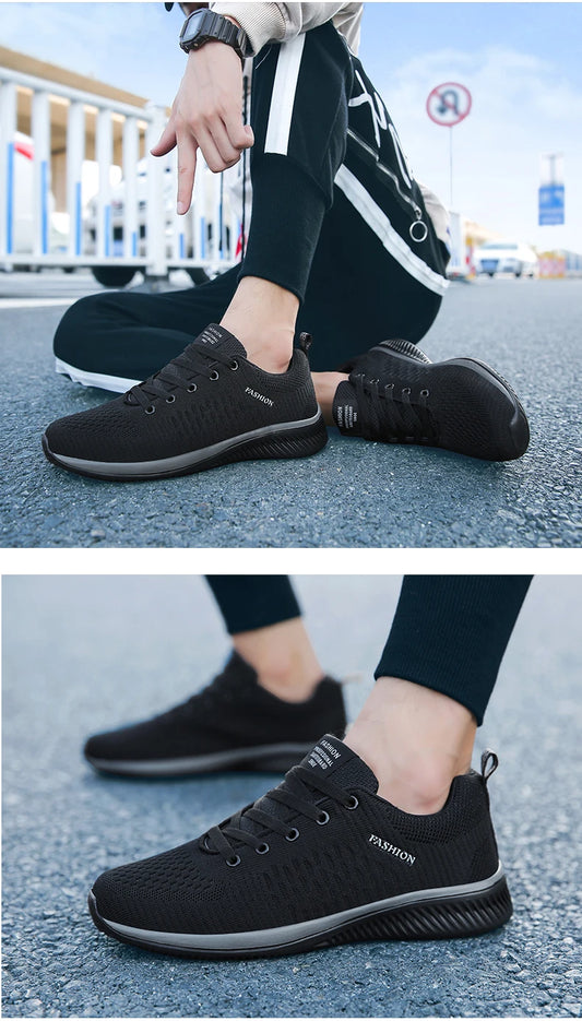Men’s Knit Running Sneakers – Lightweight Breathable Trainers