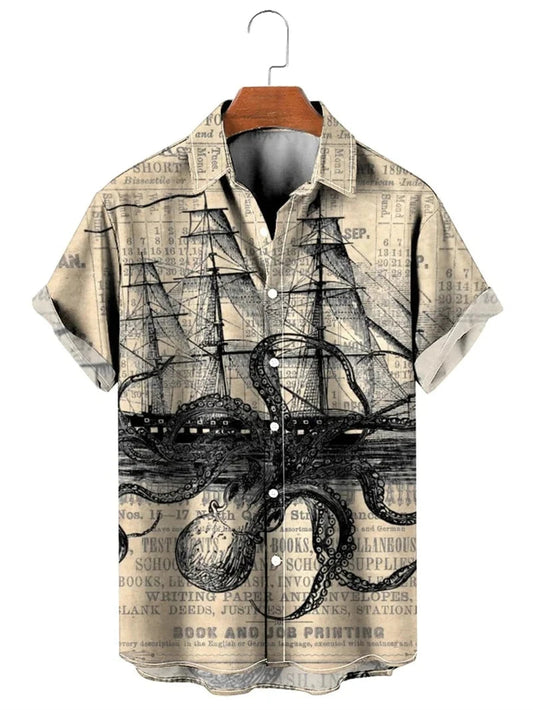 Men’s & Teens’ Printed Button-Up Shirt – Short Sleeve, Lightweight