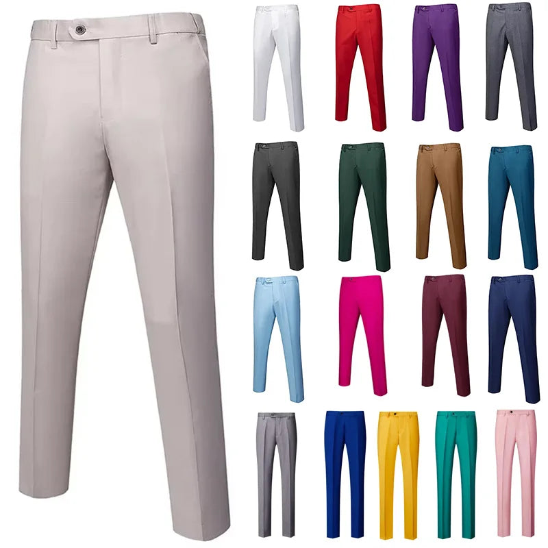 Solid Formal Tailored Suit Trousers
