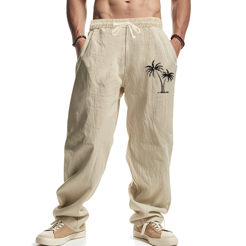 Men’s Casual Linen Blend Beach Pants – Relaxed Fit Trousers