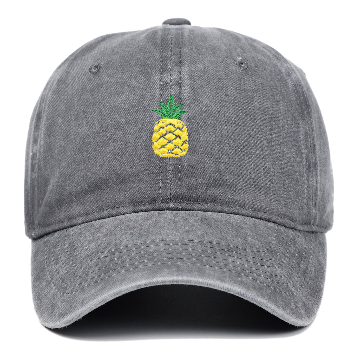 Pineapple Embroidered Dad Cap – Washed Cotton, Adjustable
