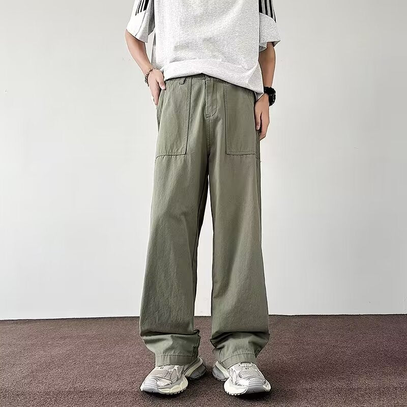 Teen Wide-Leg Drawstring Pants – Army Green (S–2XL)