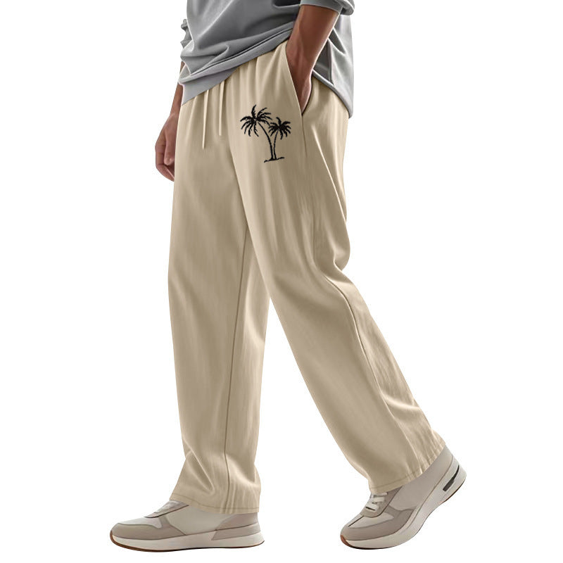 Men’s Casual Linen Blend Beach Pants – Relaxed Fit Trousers