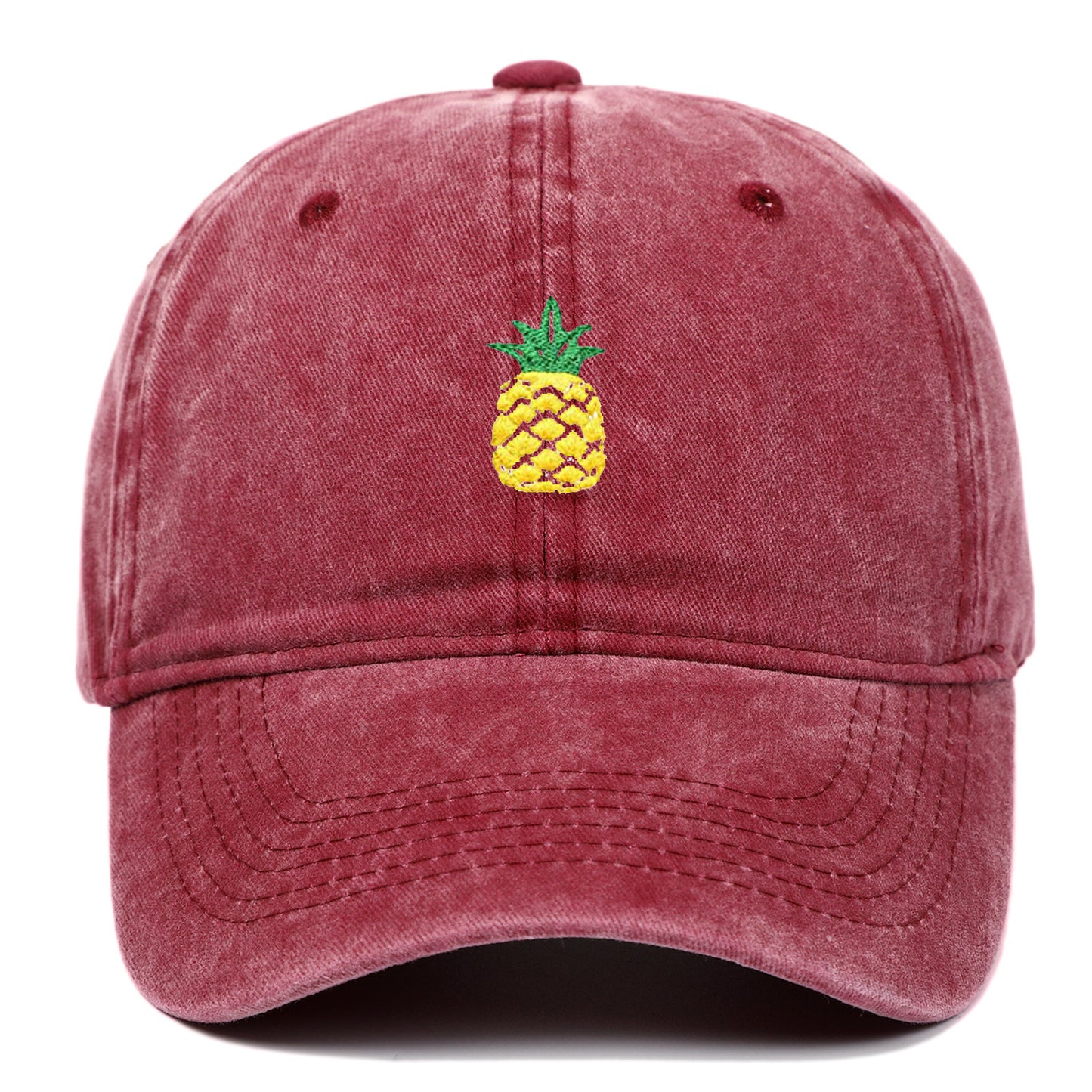Pineapple Embroidered Dad Cap – Washed Cotton, Adjustable