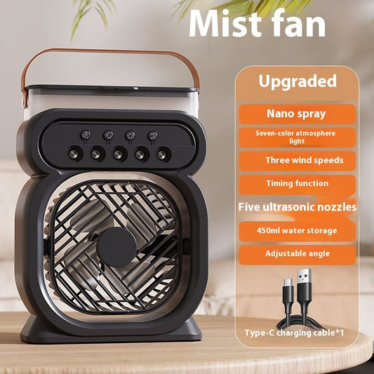 Portable mini fan and humidifier