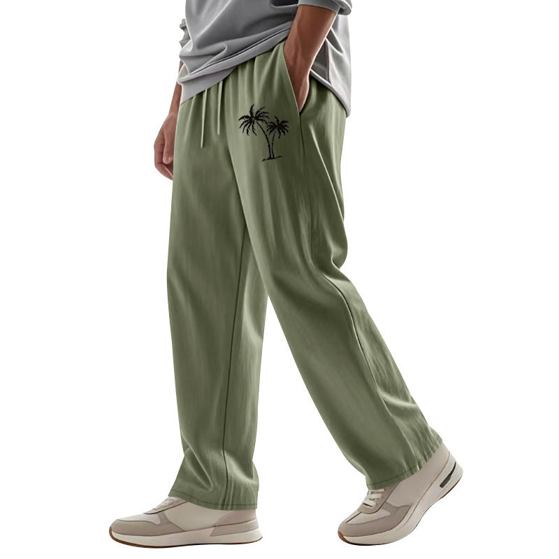 Men’s Casual Linen Blend Beach Pants – Relaxed Fit Trousers