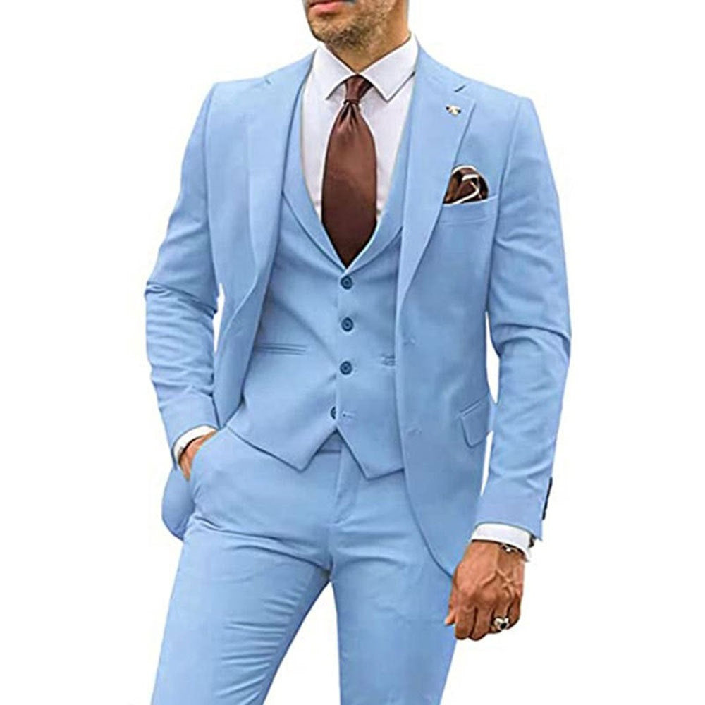Men’s Three-Piece Slim Fit Formal Suit – Blazer, Vest & Trousers