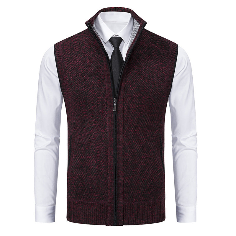 HarborLayer Knit Vest – Classic Stand Collar Warmth - The Dock Drop