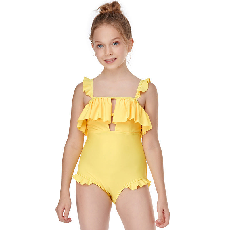 Seaside Ruffles – Girls One-Piece Swimsuit with Headband