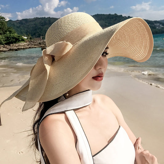 Women’s Wide Brim Sun Hat – Foldable, Elegant Vacation Style - The Dock Drop