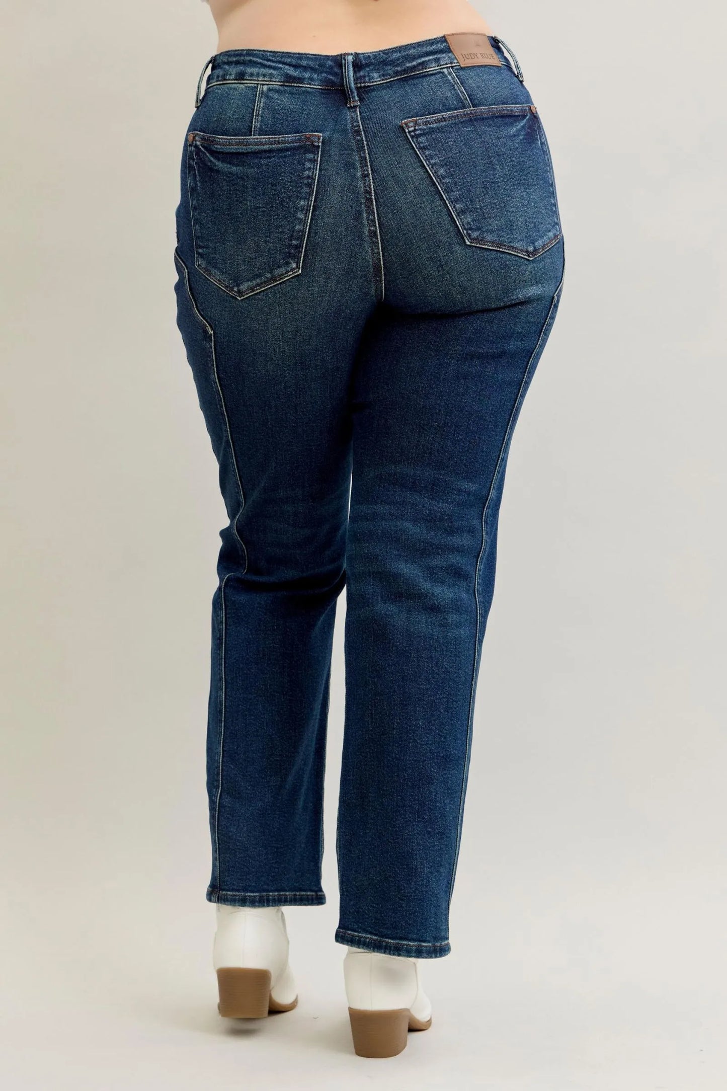 Judy Blue Full Size Seam Detail Straight Leg Jeans Plus Size – Dark – 9/29