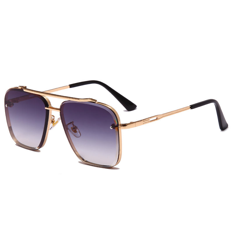 Men’s Aviator-Style Square Sunglasses – Metal Frame, UV Protection