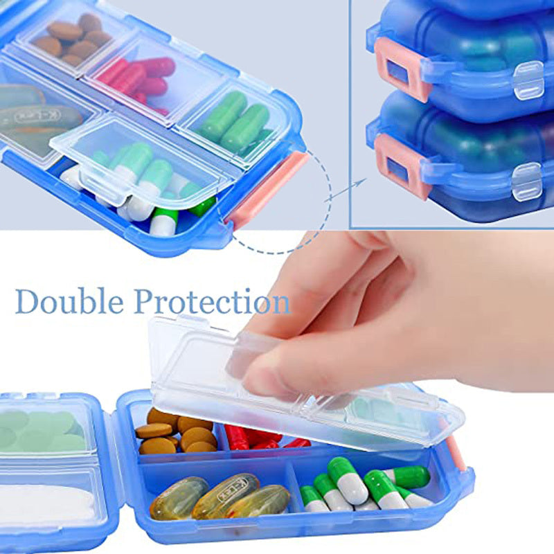 Compact 10-Grid Travel Pill Organizer
