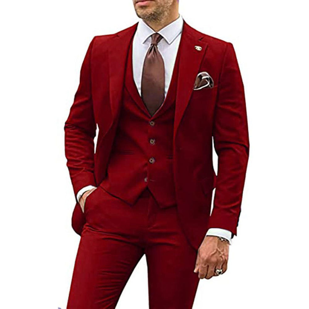 Men’s Three-Piece Slim Fit Formal Suit – Blazer, Vest & Trousers