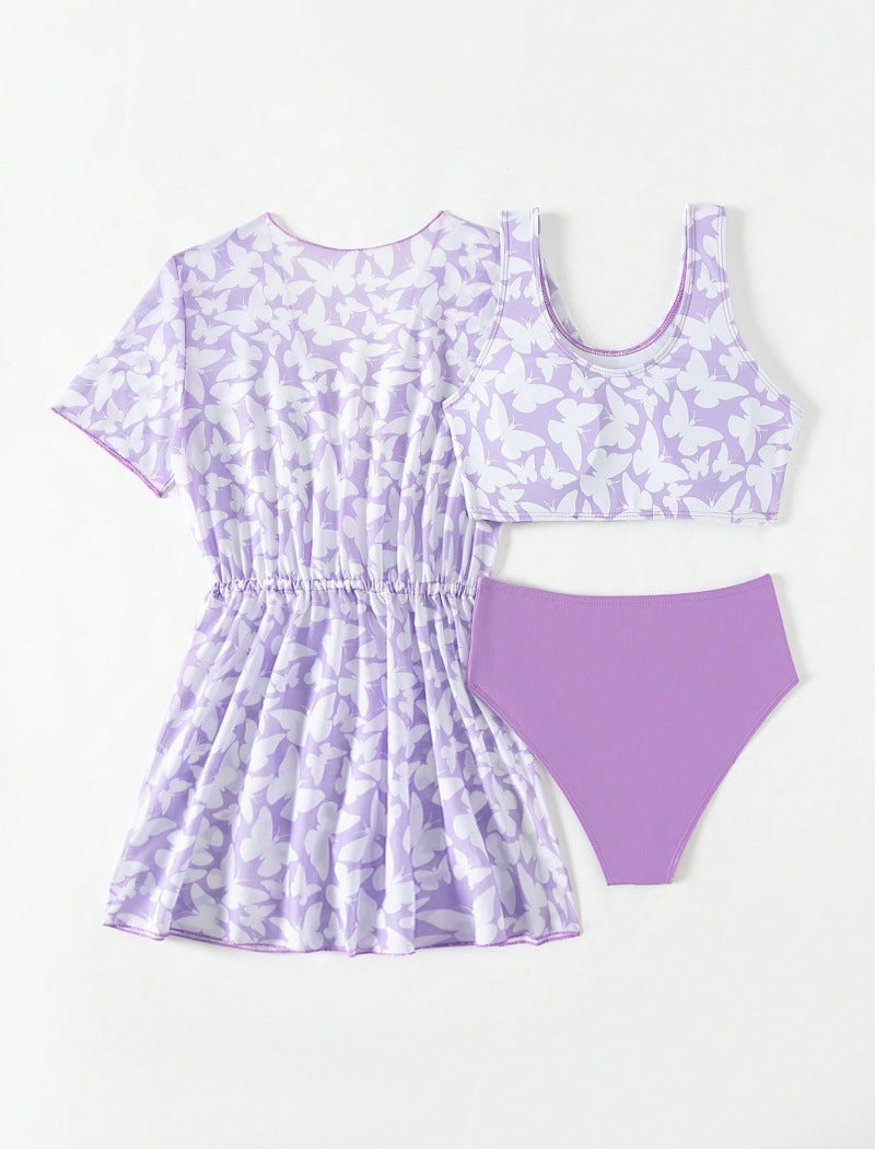 Kids 3-Piece Swimsuit Set – Rash guard, Bottoms & Matching Cover-Up