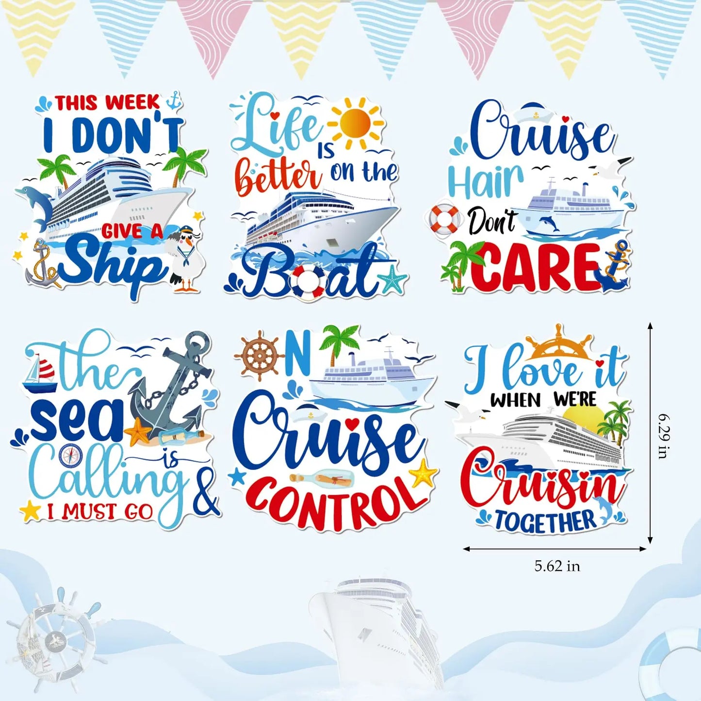 6 Pcs Cruise Birthday Door Magnet Set