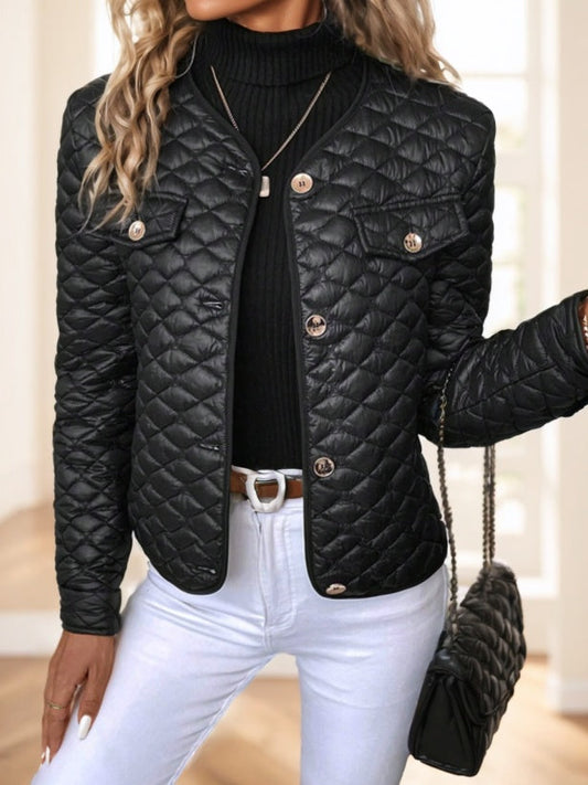 Women’s Quilted Short Jacket – Diamond Pattern, Lightweight Warmth - The Dock Drop