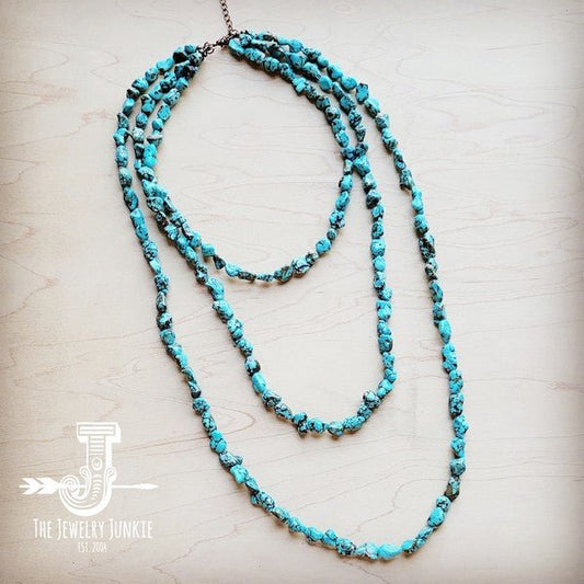 Genuine Blue Turq Triple Strand Necklace
