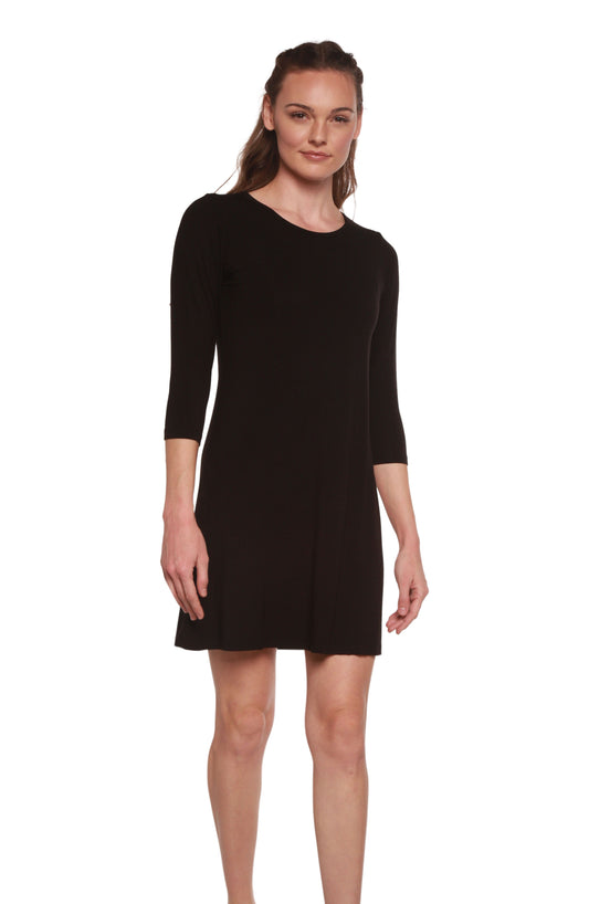 Women's A-Line Bamboo Viscose Dress in Black