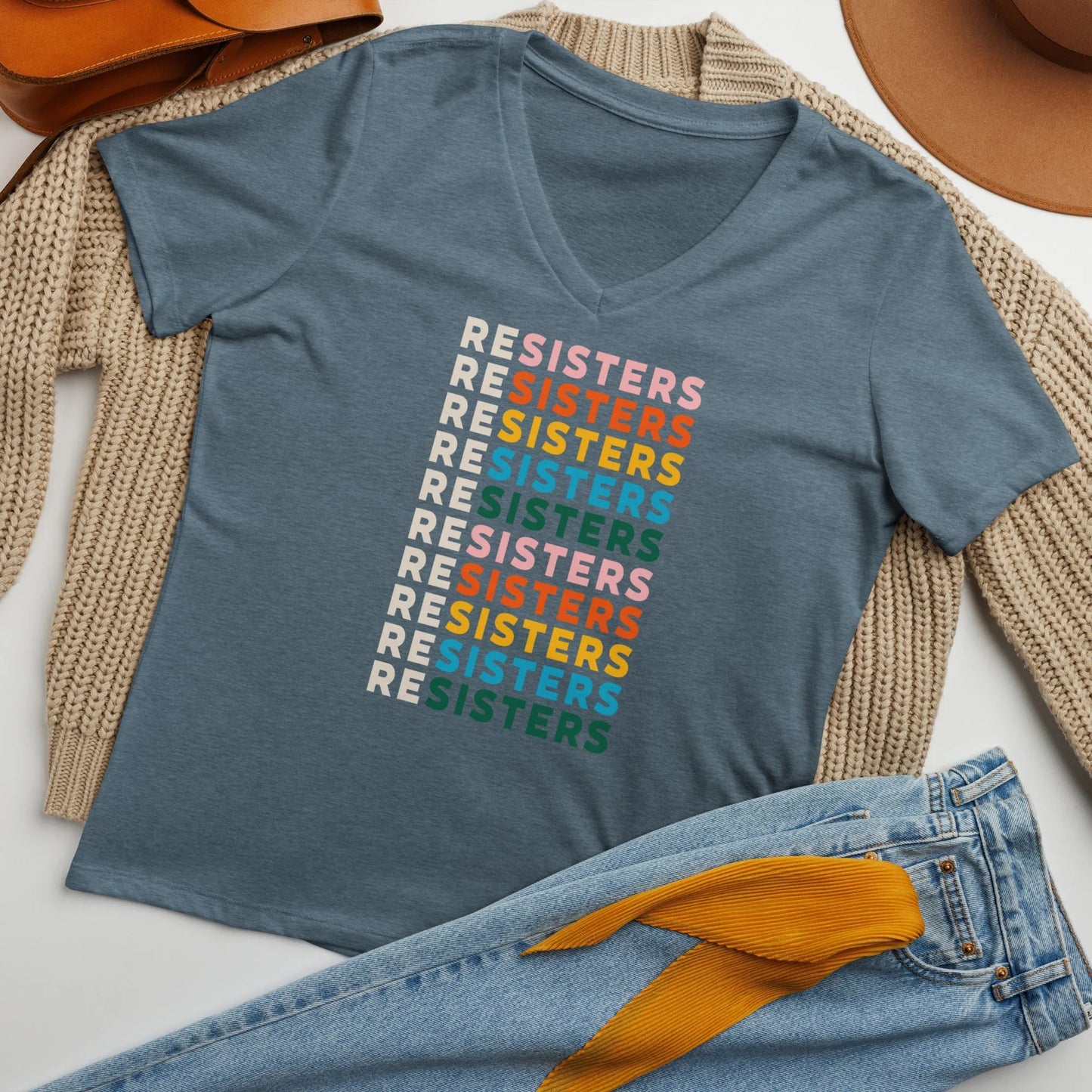 reSisters Women’s V-Neck T-Shirt - The Dock Drop