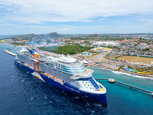 A large cruise ship in the middle of the ocean