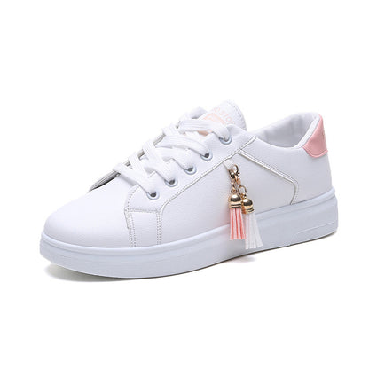 Teen White Tassel Charm Sneakers – Casual Cool, Everyday Style
