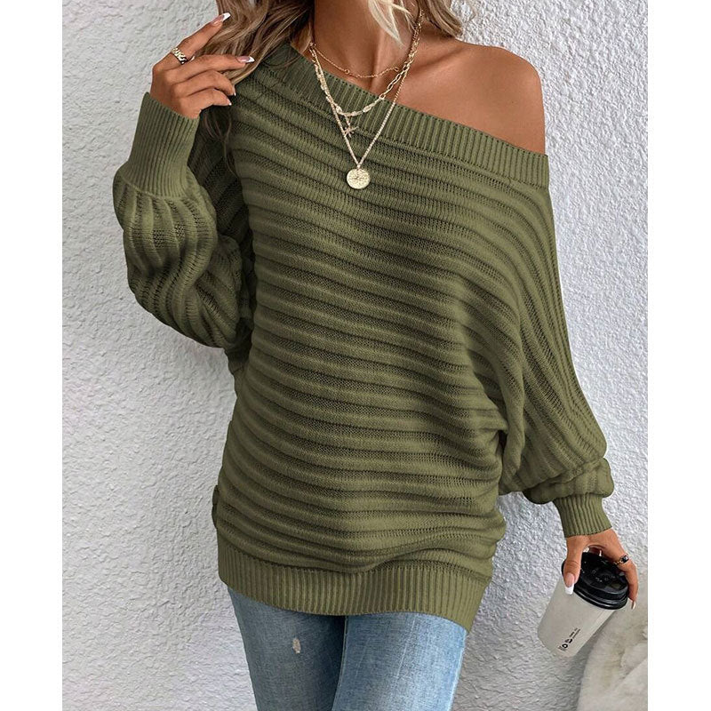 Harbor Breeze Sweater – Off-Shoulder Knit Pullover - The Dock Drop