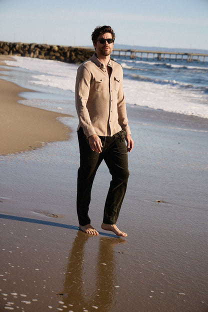 Tyler Poplin Utility Pant –Peat Moss Soft Stretch, Jogger Fit - The Dock Drop