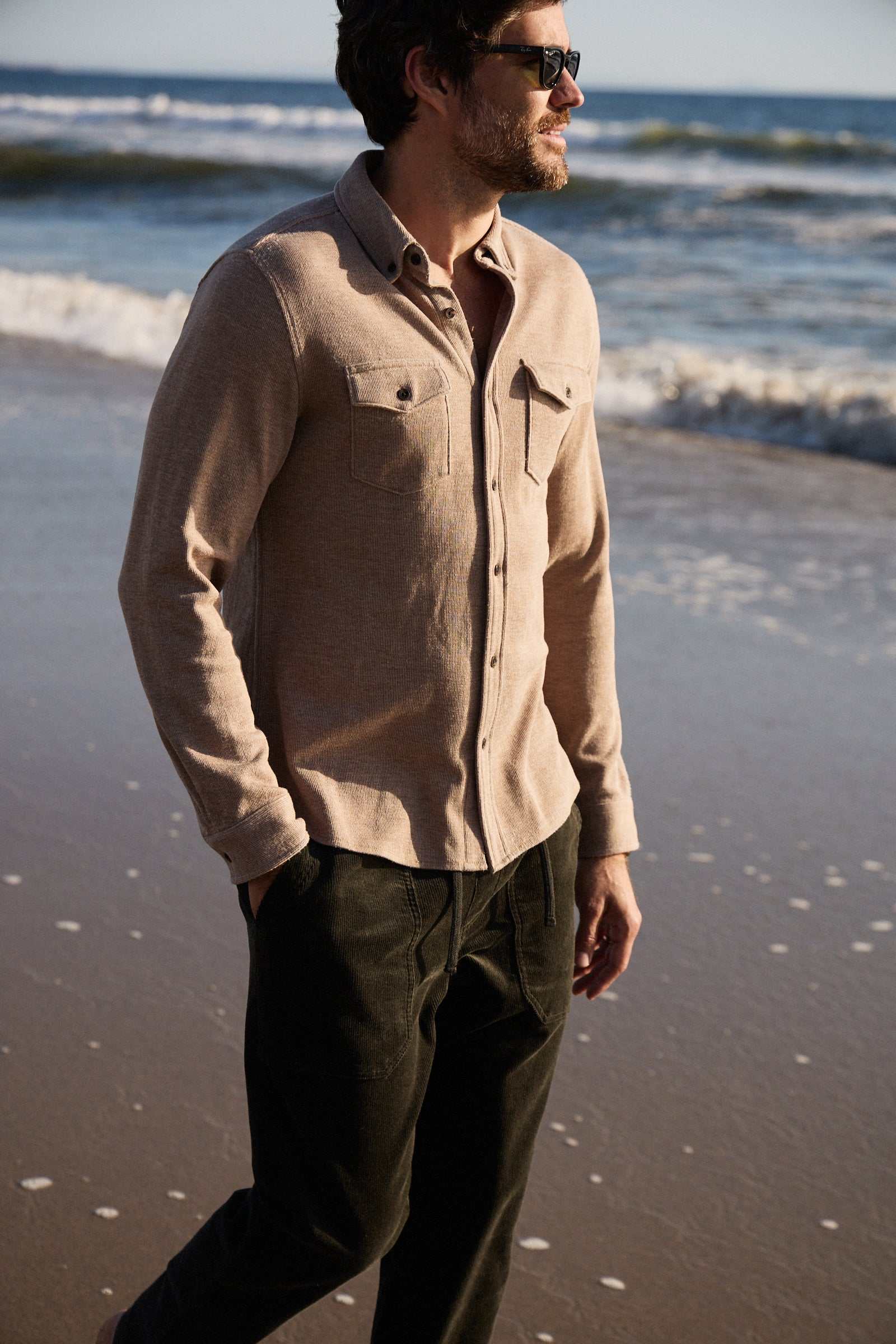 Brian Corduroy Shirt – Chinchilla, Soft Baby Cord, Long Sleeve - The Dock Drop