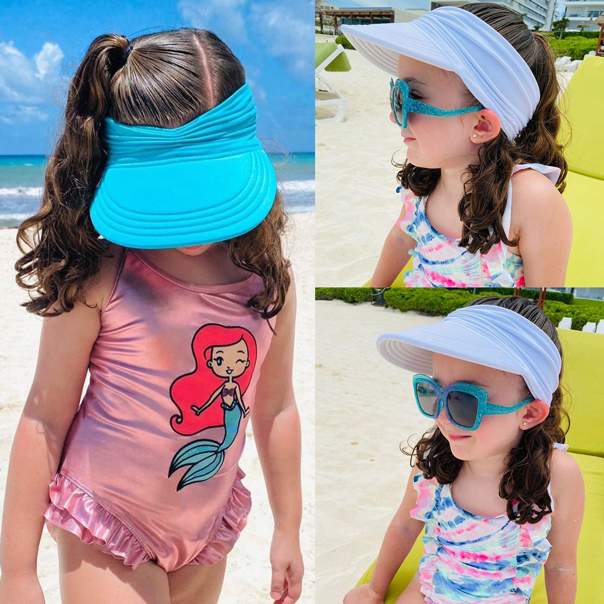 Kids’ Sun Visor Cap – Breathable, UPF-Style Coverage (Adjustable) - The Dock Drop