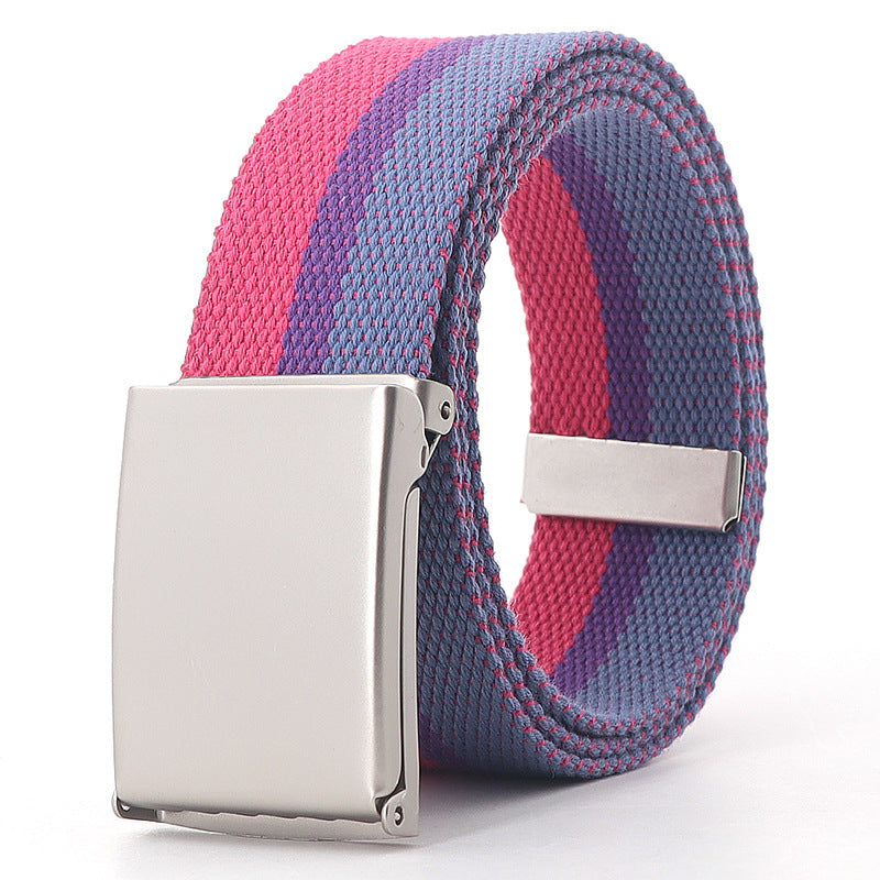 Teen Casual Canvas Belt – Adjustable, Striped Design