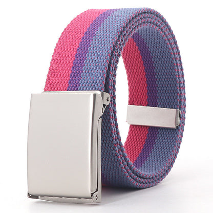 Teen Casual Canvas Belt – Adjustable, Striped Design