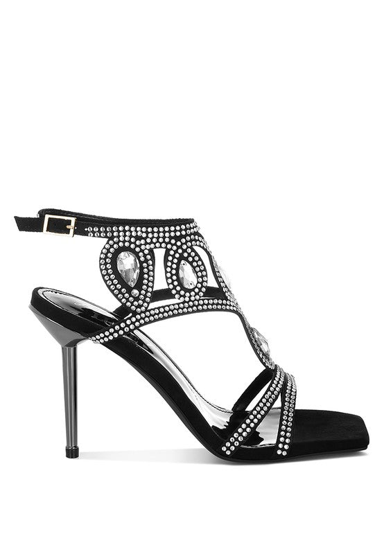 Fialka Diamante & Rhinestones Stiletto Sandals