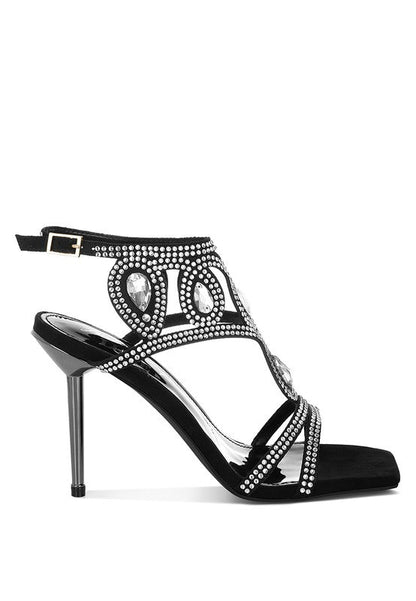 Fialka Diamante & Rhinestones Stiletto Sandals