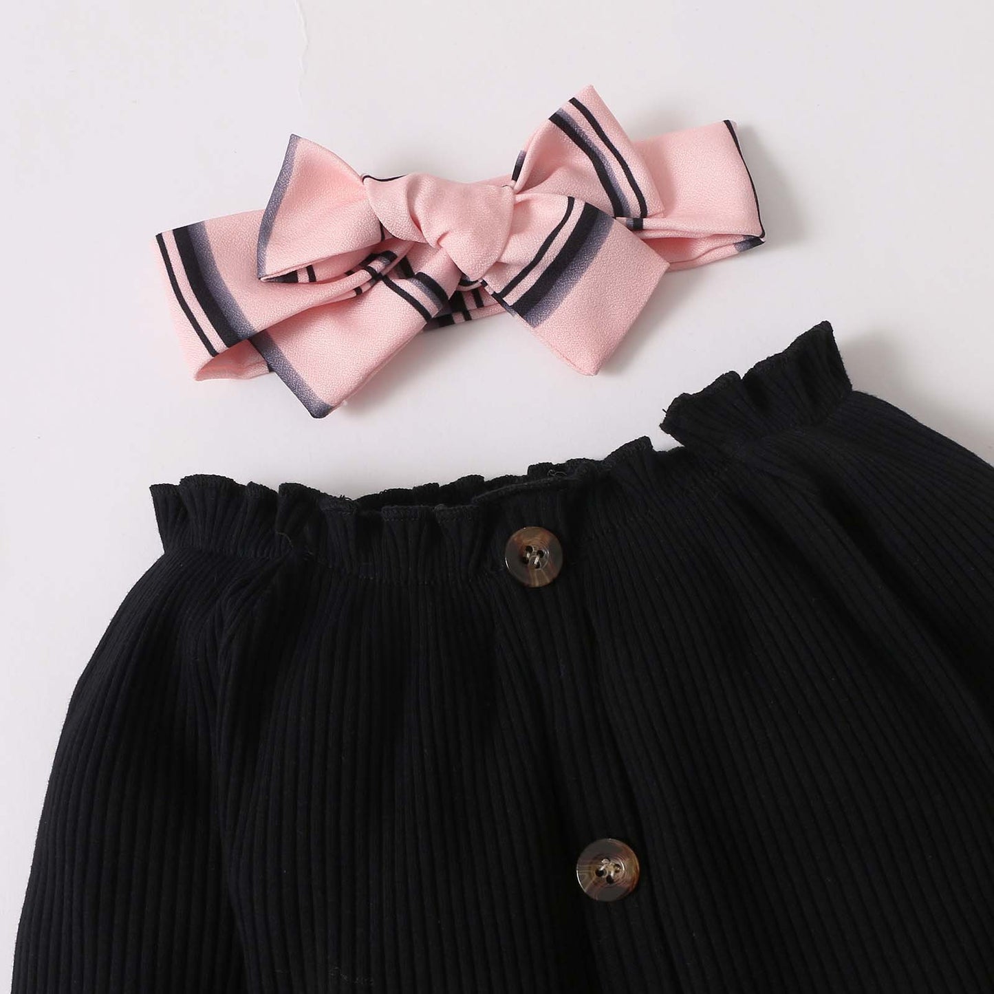Ruffle Collar 3-Piece Outfit Set – Baby & Toddler Girls (3–24M)