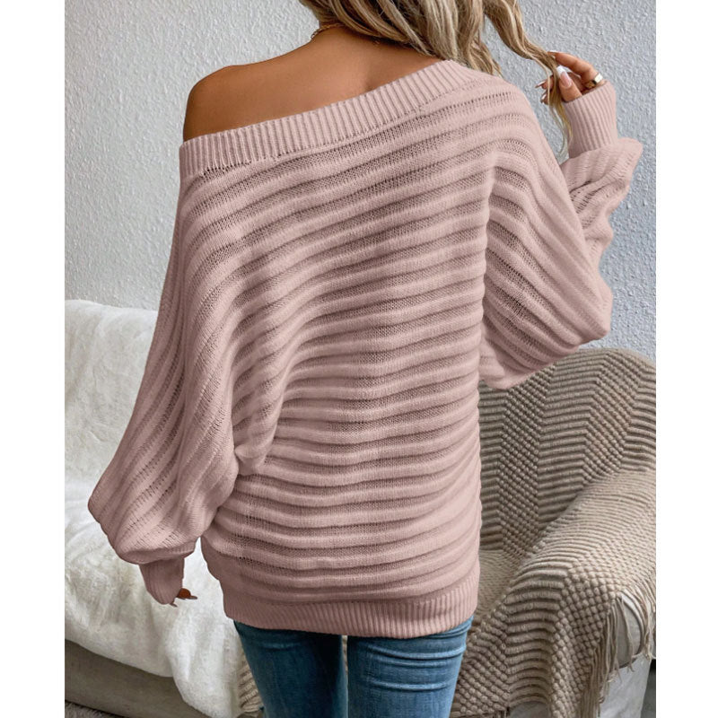 Harbor Breeze Sweater – Off-Shoulder Knit Pullover - The Dock Drop