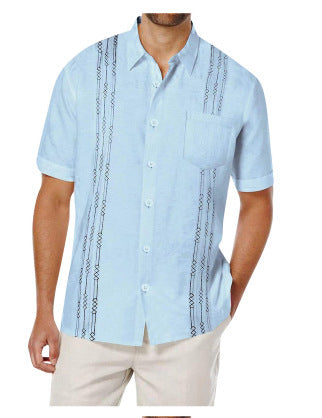 Men’s & Teens Striped Short-Sleeve Shirt – Lightweight & Travel-Ready - The Dock Drop