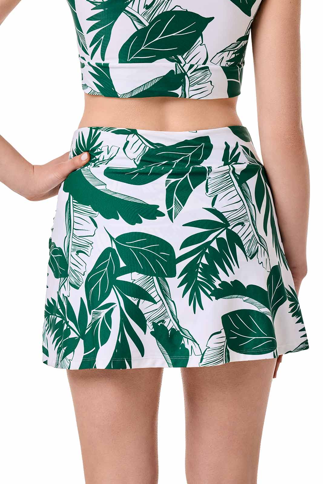Women's Big Wave Swim Skort with Wrap Detail | Eden Green Palm Paradise